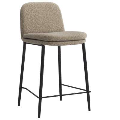 NOLAN-Silla de bar Bouclé beige y metal negro (x2)