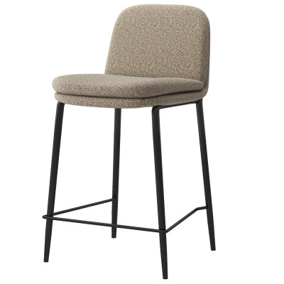 NOLAN-Sedia da bar bouclé beige e metallo nero (x2)