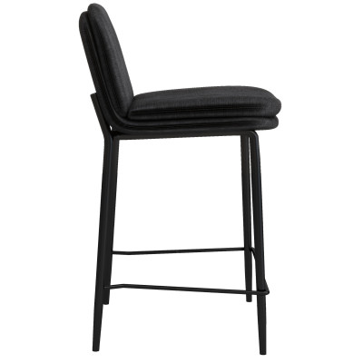 NOLAN-Silla de bar de metal negro mate y tela nero (x2)