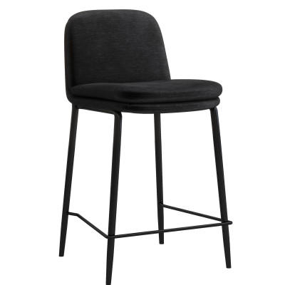 NOLAN-Sedia da bar in metallo nero e tessuto nero (x2)