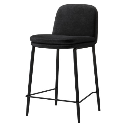 NOLAN-Silla de bar de metal negro mate y tela nero (x2)