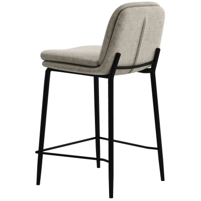 NOLAN-Silla de bar Bouclé Ecru y metal negro (x2)