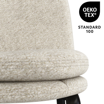 NOLAN-Chaise de bar en tissu Bouclé Lin et métal noir (x2)