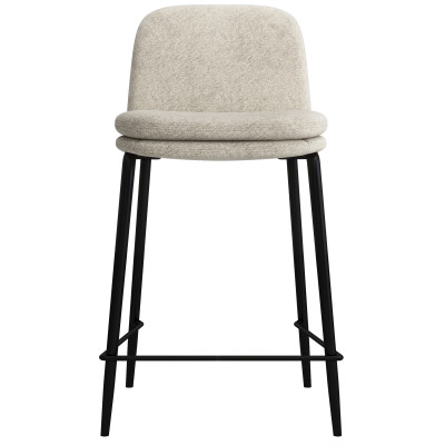 NOLAN-Silla de bar Bouclé Ecru y metal negro (x2)