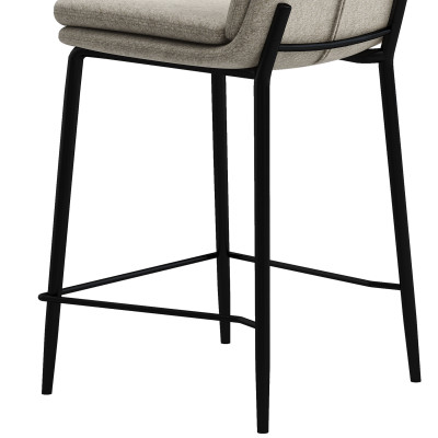 NOLAN-2er Set Barstuhl aus Bouclé-Lin-Stoff und schwarzem Metall