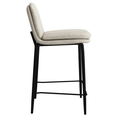 NOLAN-Silla de bar Bouclé Ecru y metal negro (x2)