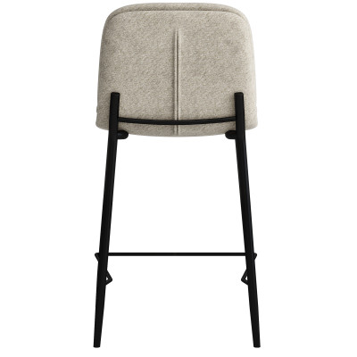 NOLAN-Chaise de bar en tissu Bouclé Lin et métal noir (x2)