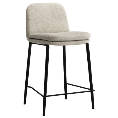 NOLAN-Sedia da bar bouclé ecrù e metallo nero (x2)