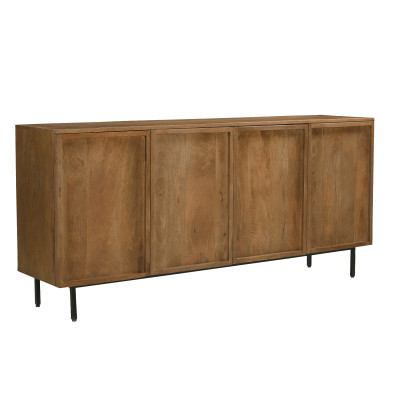 VALLAURIS-Niedriges Sideboard 4 Türen 180 cm aus Massivholz