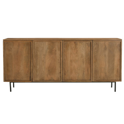 VALLAURIS-Aparador bajo 4 puertas 180 cm en madera maciza