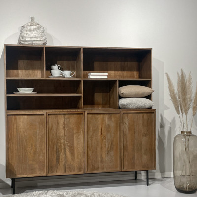 VALLAURIS-Credenza alta 4 ante 180 cm in legno massello