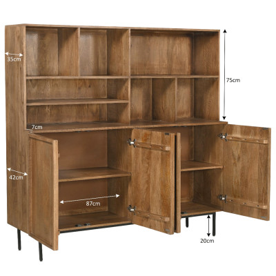 VALLAURIS-Credenza alta 4 ante 180 cm in legno massello