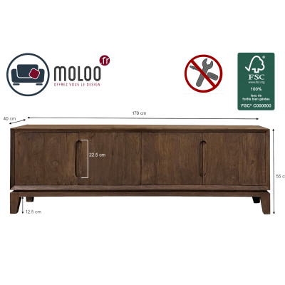 CORTE-Mueble TV 4 puertas 170 cm en madera maciza