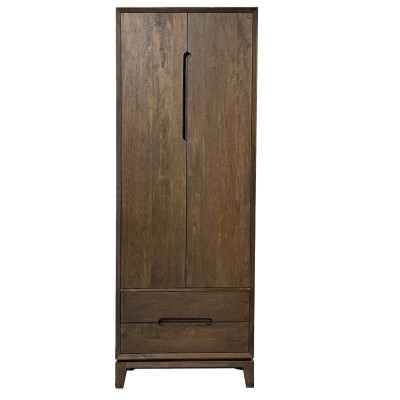 CORTE-High Sideboard 1 Tür, 2 Schubladen aus braun gebürstetem Massivholz