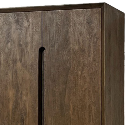 CORTE-High Sideboard 1 Tür, 2 Schubladen aus braun gebürstetem Massivholz