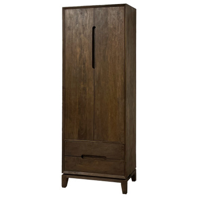 CORTE-Aparador alto 1 puerta, 2 cajones en madera maciza cepillada Marrón