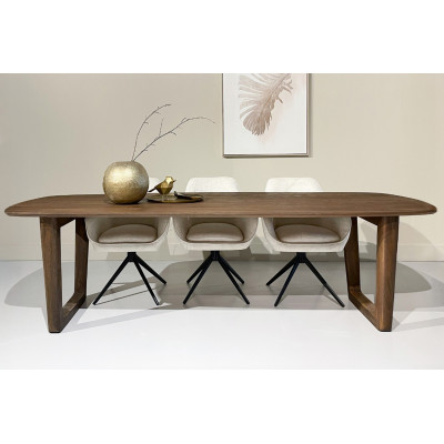 CORTE-Table à manger Rectangulaire 10/12 p L270 cm, Bois massif Brossé