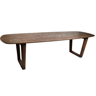 CORTE-Tavolo da pranzo rettangolare 10/12 p L270 cm, Legno massello spazzolato