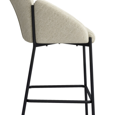CANDICE-Fauteuil de bar en tissu Luxury Grège et métal noir (x2)