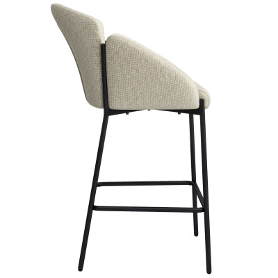 CANDICE-Silla de bar de tela beige y metal negro (x2)