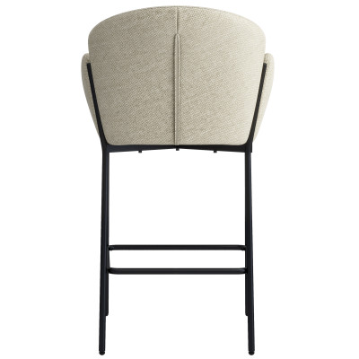 CANDICE-Silla de bar de tela beige y metal negro (x2)