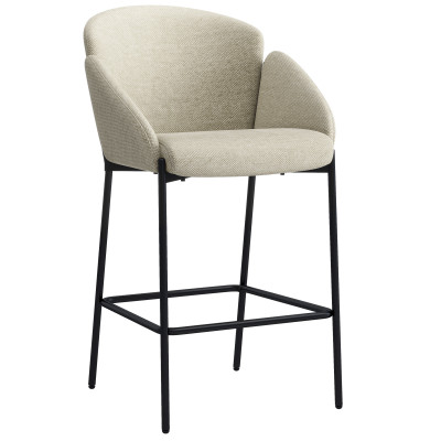 CANDICE-Sedia da bar in tessuto beige e nero (x2)