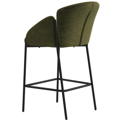 CANDICE-Silla de bar de tela verde y metal negro (x2)