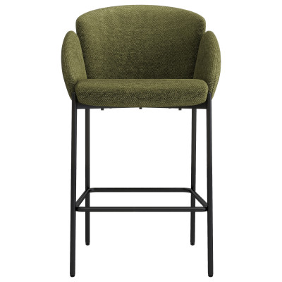 CANDICE-Fauteuil de bar en tissu Luxury Kaki et métal noir (x2)