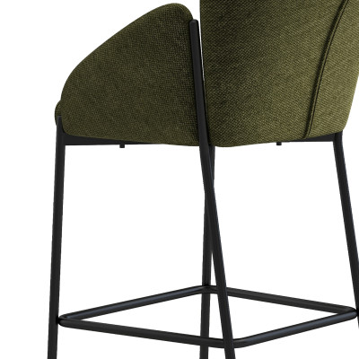 CANDICE-Fauteuil de bar en tissu Luxury Kaki et métal noir (x2)