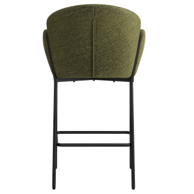 CANDICE-Silla de bar de tela verde y metal negro (x2)