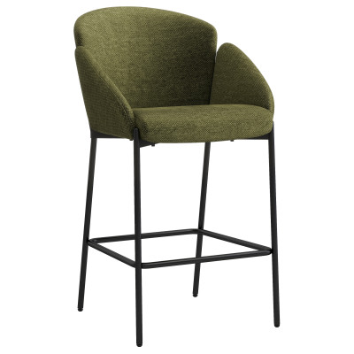 CANDICE-Silla de bar de tela verde y metal negro (x2)