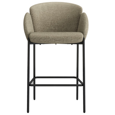CANDICE-Fauteuil de bar en tissu Luxury Taupe et métal noir (x2)