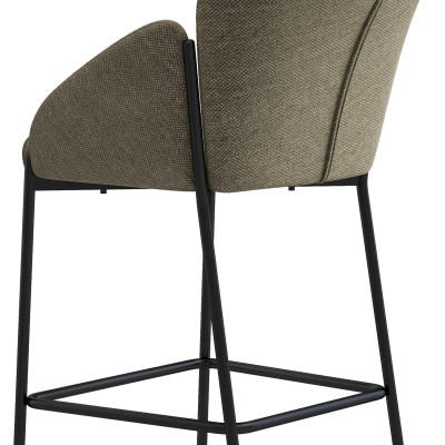 CANDICE-Fauteuil de bar en tissu Luxury Taupe et métal noir (x2)