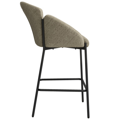 CANDICE-Fauteuil de bar en tissu Luxury Taupe et métal noir (x2)