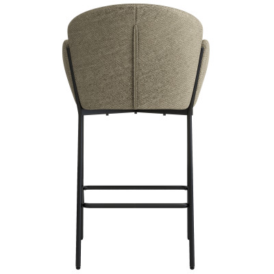CANDICE-Silla de bar de tela marrone y metal negro (x2)