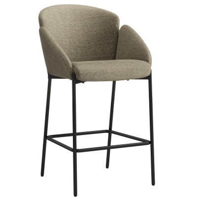 CANDICE-Fauteuil de bar en tissu Luxury Taupe et métal noir (x2)