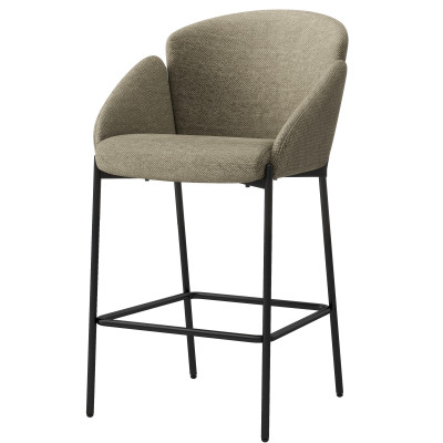 CANDICE-Fauteuil de bar en tissu Luxury Taupe et métal noir (x2)