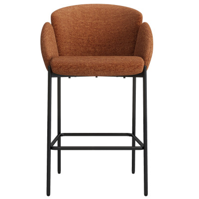 CANDICE-Fauteuil de bar en tissu Luxury Terracotta et métal noir (x2)