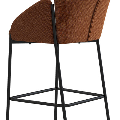 CANDICE-2er Set Barsessel aus luxuriösem Terrakotta-Stoff und schwarzem Metall