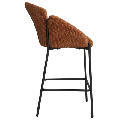 CANDICE-Fauteuil de bar en tissu Luxury Terracotta et métal noir (x2)
