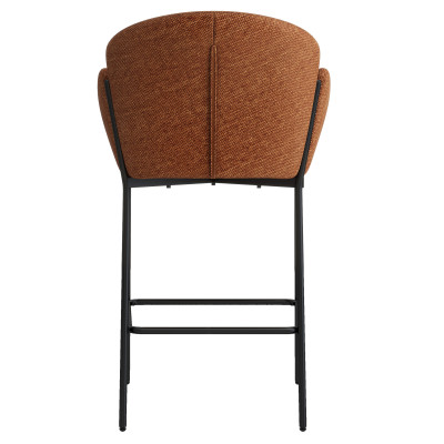 CANDICE-Fauteuil de bar en tissu Luxury Terracotta et métal noir (x2)