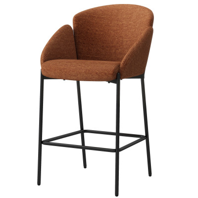 CANDICE-Fauteuil de bar en tissu Luxury Terracotta et métal noir (x2)