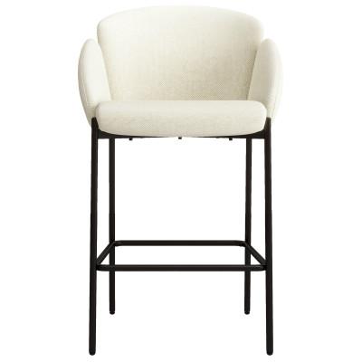 CANDICE-Silla de bar de tela ecru y metal negro (x2)