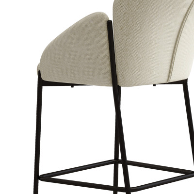 CANDICE-Fauteuil de bar en tissu Luxury Ecru et métal noir (x2)