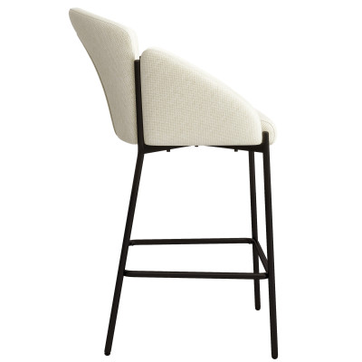 CANDICE-Silla de bar de tela ecru y metal negro (x2)