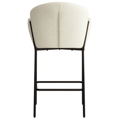 CANDICE-Fauteuil de bar en tissu Luxury Ecru et métal noir (x2)