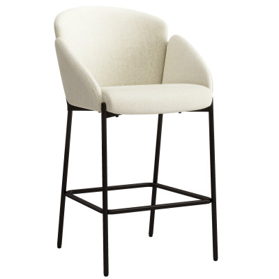 CANDICE-Silla de bar de tela ecru y metal negro (x2)