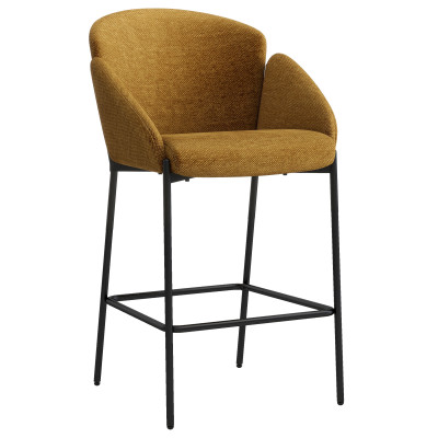 CANDICE-Fauteuil de bar en tissu Luxury Moutarde et métal noir (x2)