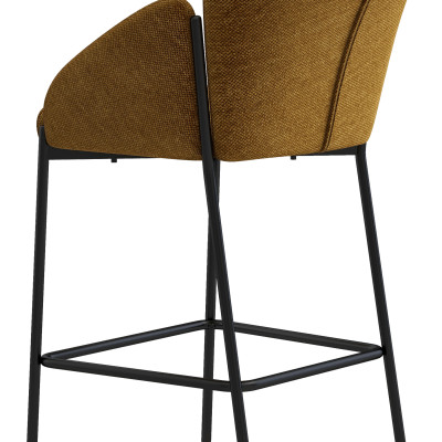 CANDICE-Silla de bar de tela mostaza y metal negro (x2)