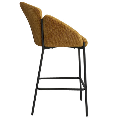 CANDICE-Fauteuil de bar en tissu Luxury Moutarde et métal noir (x2)